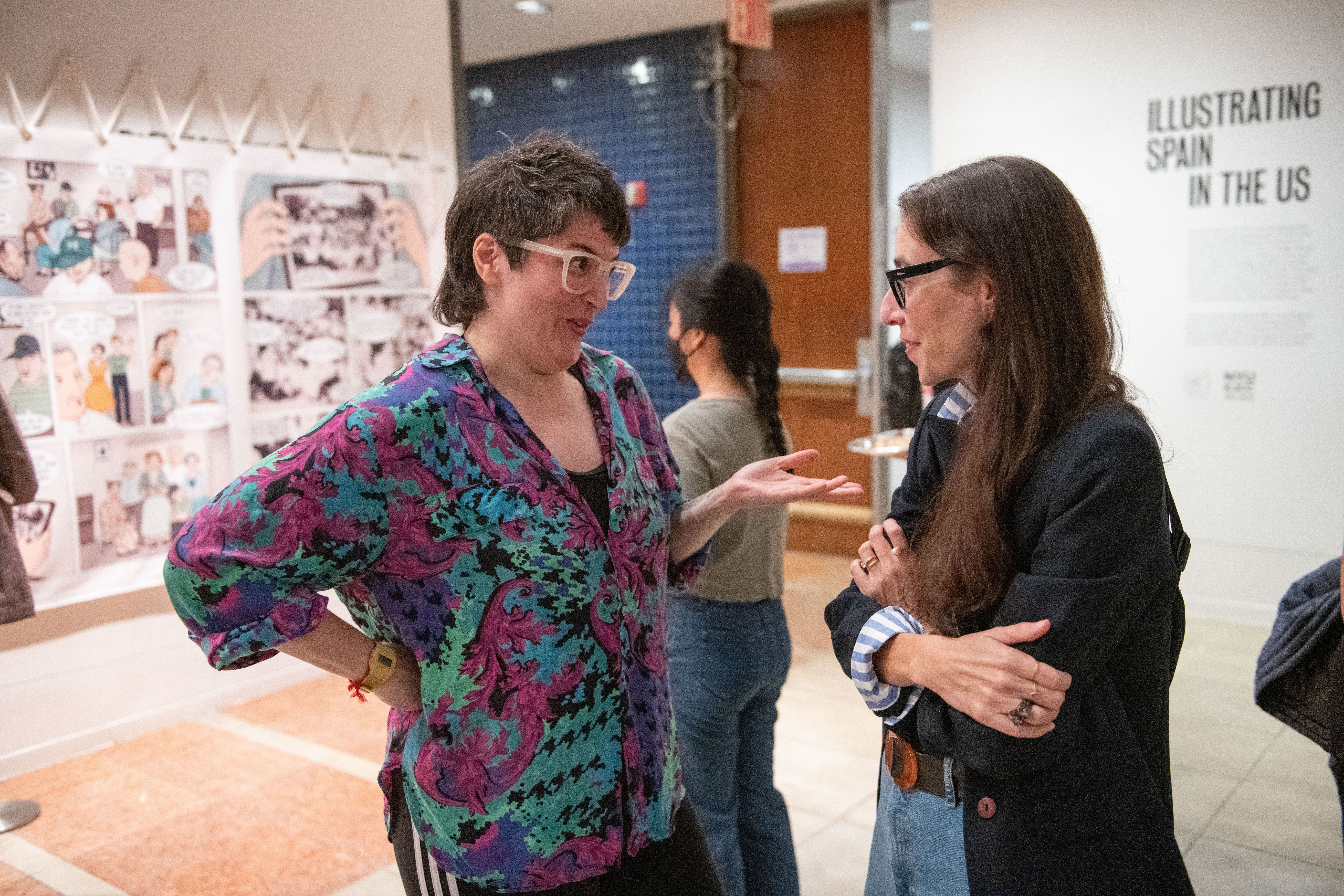 Carla Berrocal, comic artist; and Maria Nicanor, Director of Cooper Hewitt, Smithsonian Design Museum. Photo: @Creighton: Courtesy of NYU Photo Bureau