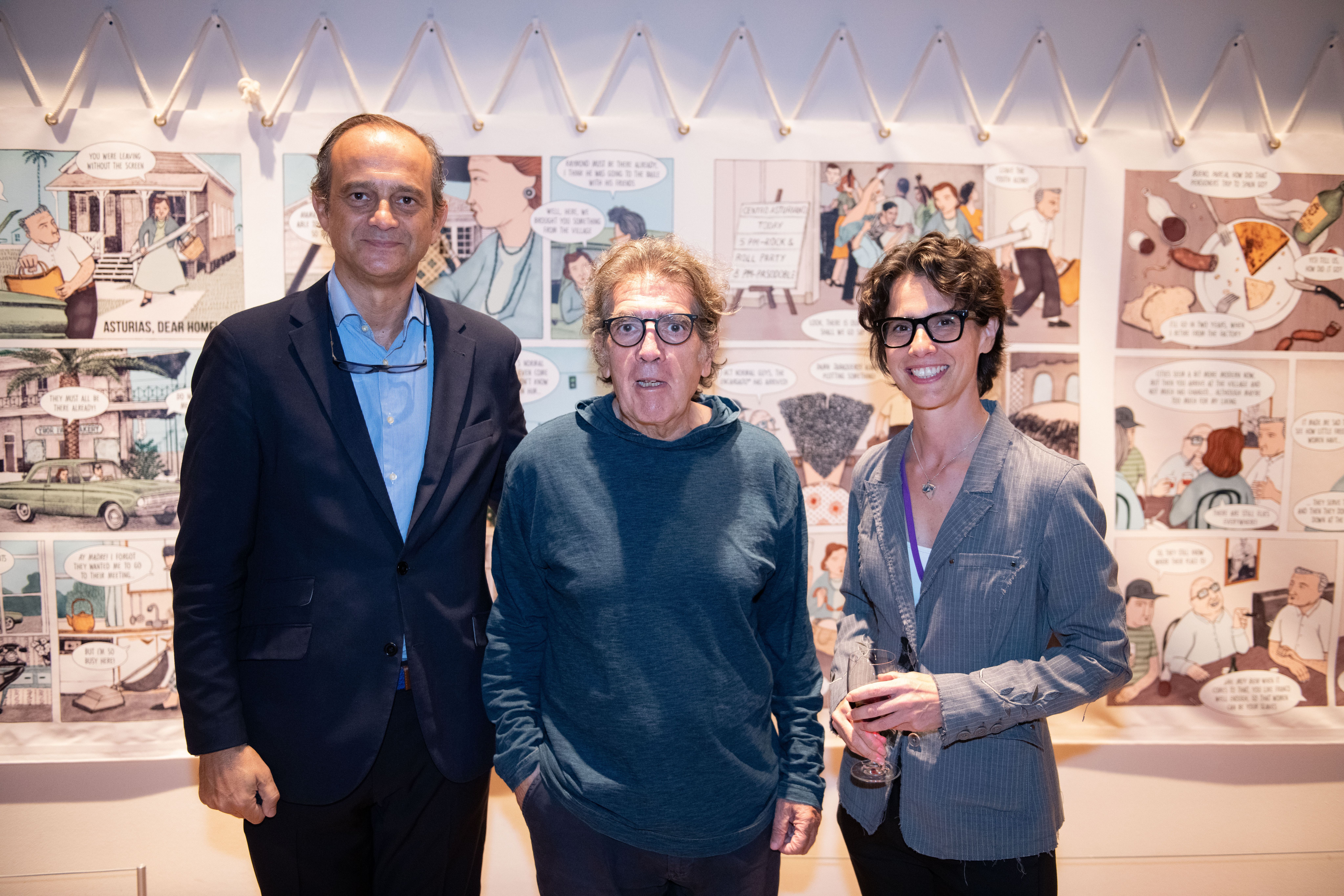 Miguel Albero, Cultural Counselor of the Embassy of Spain in Washington, D.C.; Eduardo Lago, writer and former Director of the Cervantes Institute in New York; and Laura Turégano, KJCC Associate Director. Photo: @Creighton: Courtesy of NYU Photo Bureau