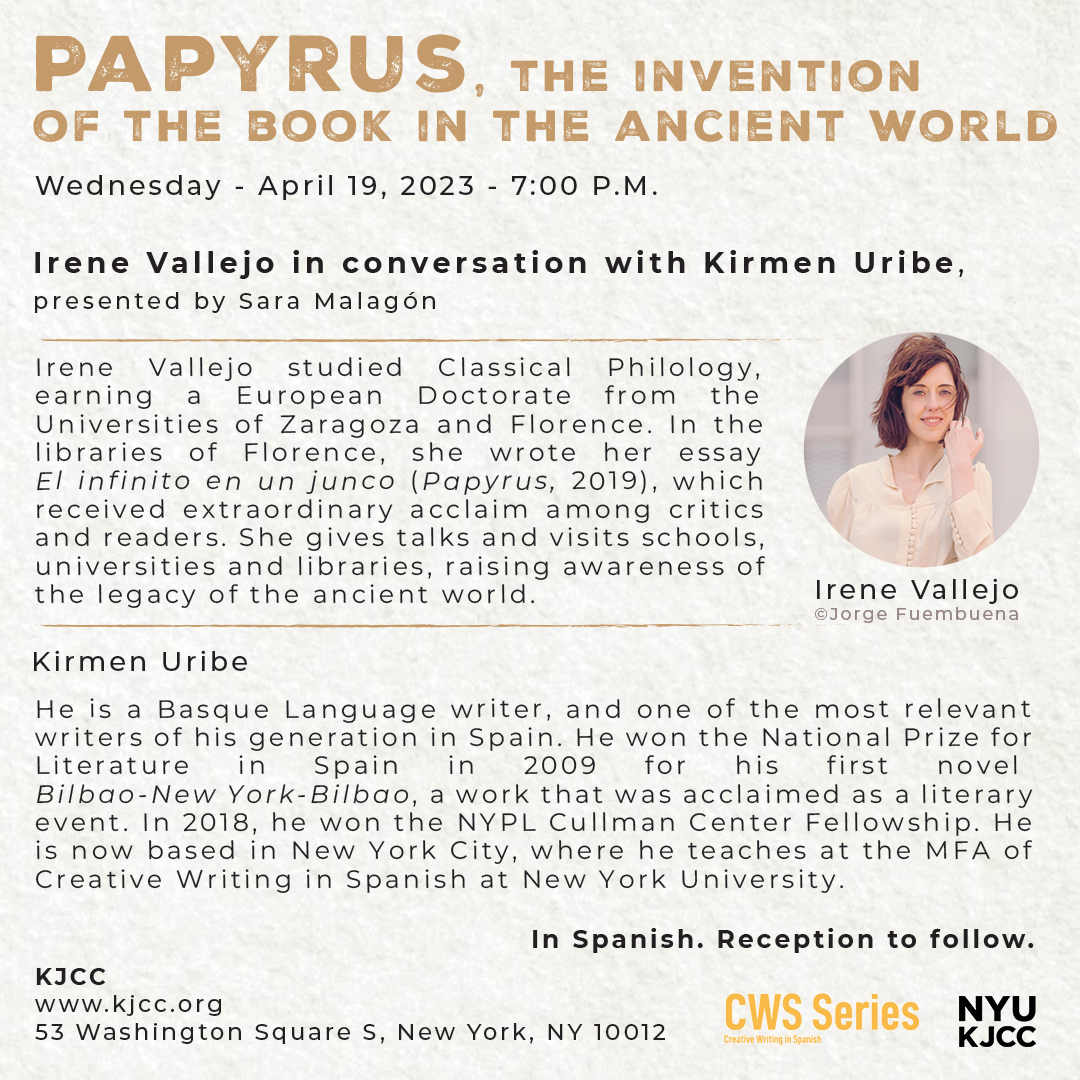 Image from Papyrus, the invention of the book in the ancient world | Irene Vallejo in conversation with Kirmen Uribe