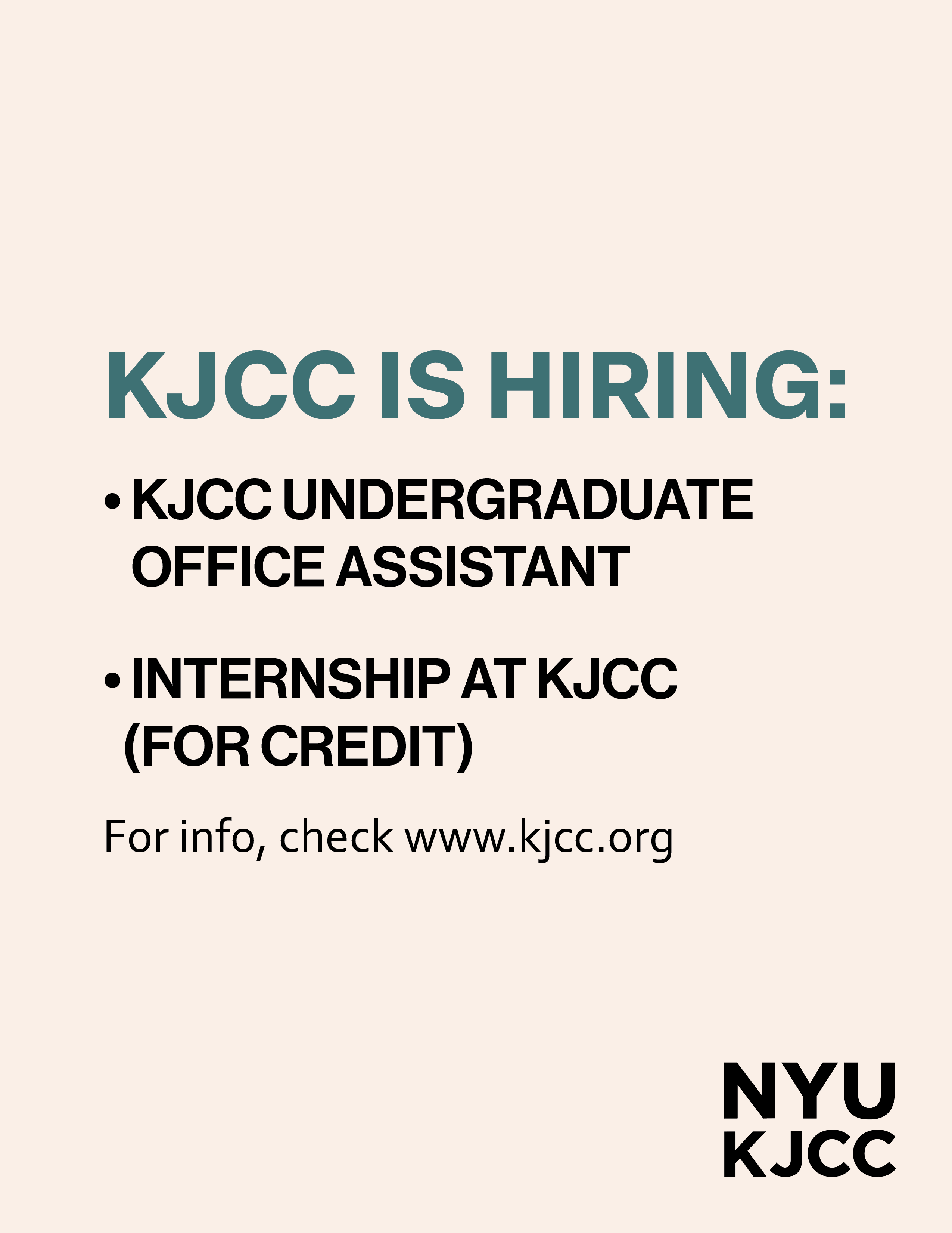 Image from KJCC Is Hiring: Undergrad Intern (for Credits) and Undergrad Office Assistant