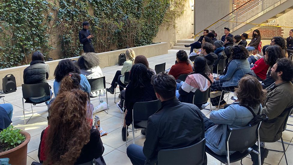 Poetry reading at the KJCC Patio with students from the NYU Creative Writing programs 